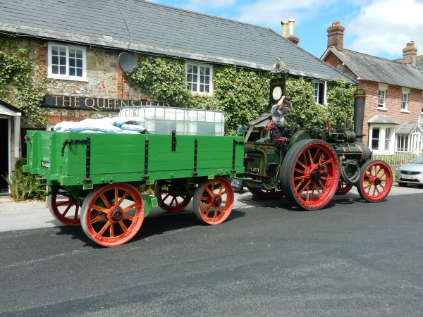 Steam engine en route to the Chalke Valley History Festival on 25th June 2017 at Church Bottom, Broad Chalke