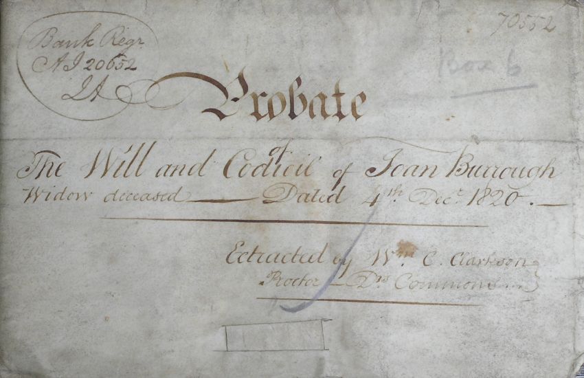 Will of Joan Burrough, 1820