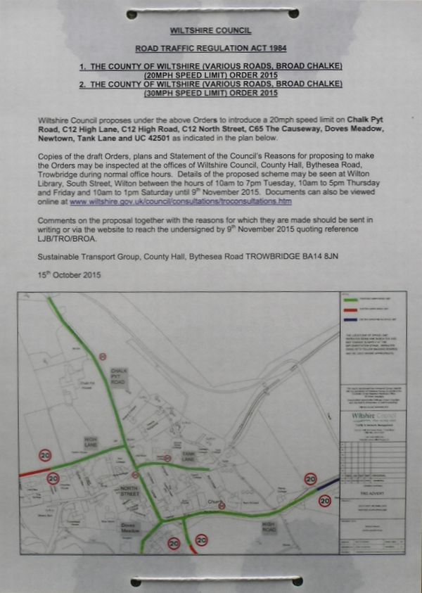 20mph zone proposal as at 13th October 2015